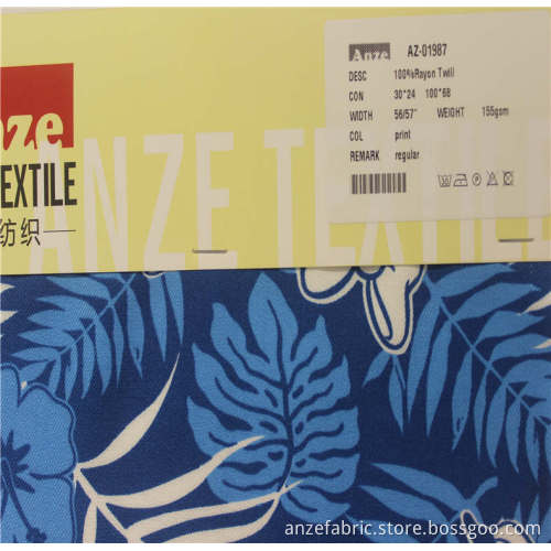 Hotsale 100%rayon twill printed fabric for garment